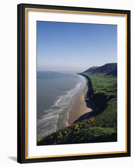 Looking from the Cliffs at Rhossili, Towards Llangennith at Far West of the Gower Peninsula, Wales-Charles Bowman-Framed Photographic Print