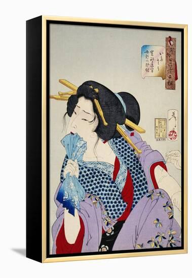 Looking in Pain: The Appearance of a Prostitute of the Kansei Era-Taiso Yoshitoshi-Framed Premier Image Canvas