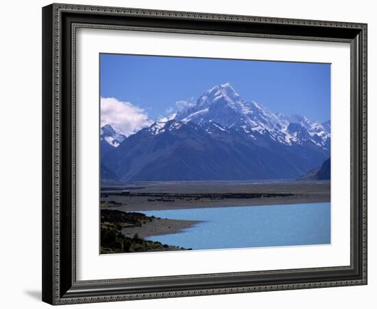 Looking North Along Lake Pukaki Towards Mt. Cook in the Southern Alps of Canterbury, New Zealand-Robert Francis-Framed Photographic Print