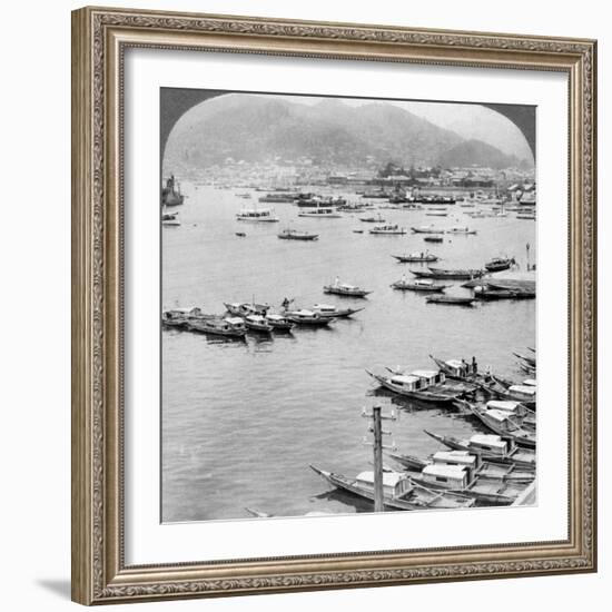 Looking North over Vessels in the Port of Nagasaki, Japan, 1904-Underwood & Underwood-Framed Photographic Print