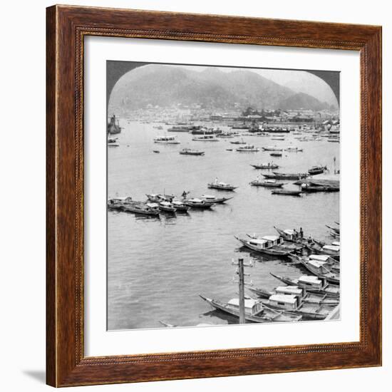 Looking North over Vessels in the Port of Nagasaki, Japan, 1904-Underwood & Underwood-Framed Photographic Print