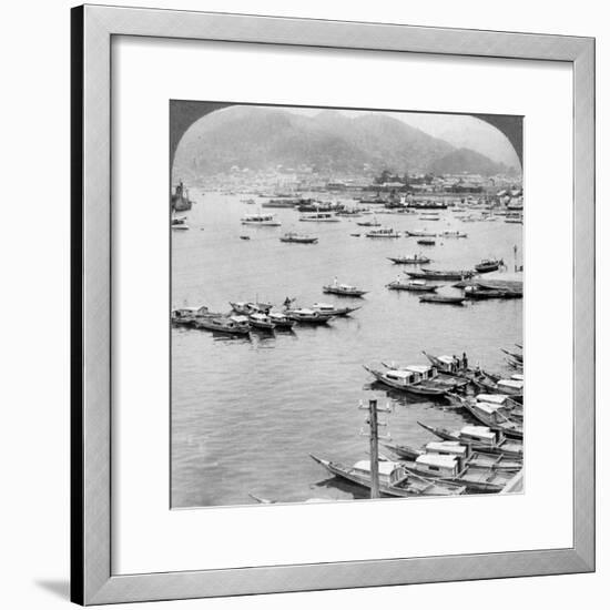 Looking North over Vessels in the Port of Nagasaki, Japan, 1904-Underwood & Underwood-Framed Photographic Print