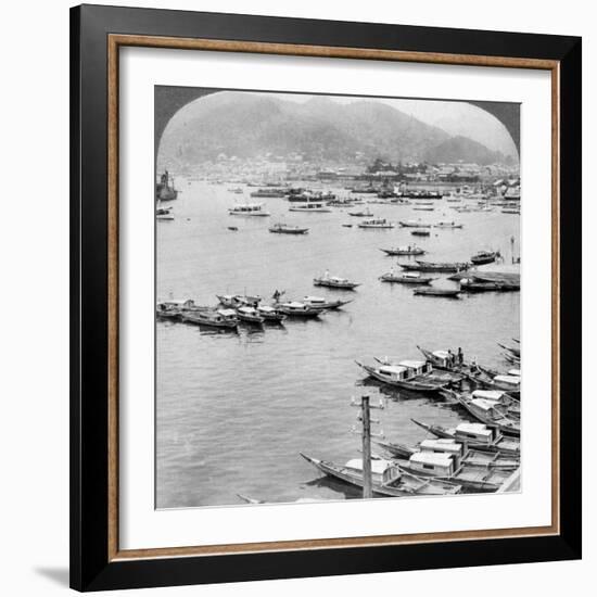 Looking North over Vessels in the Port of Nagasaki, Japan, 1904-Underwood & Underwood-Framed Photographic Print