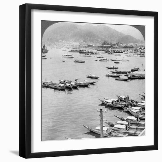 Looking North over Vessels in the Port of Nagasaki, Japan, 1904-Underwood & Underwood-Framed Photographic Print