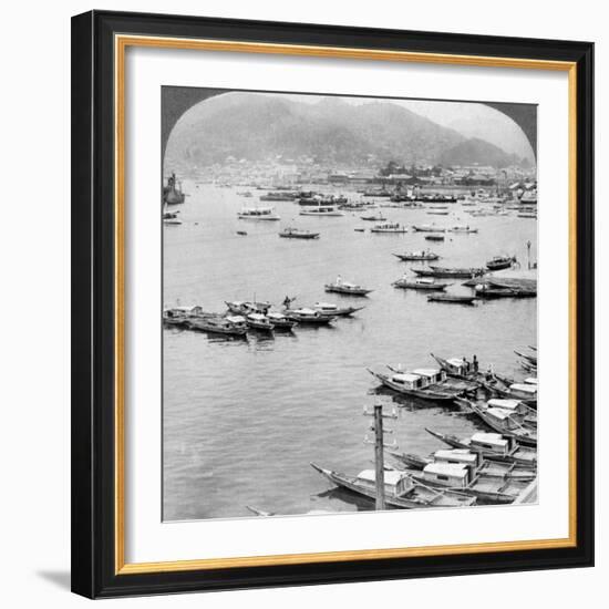 Looking North over Vessels in the Port of Nagasaki, Japan, 1904-Underwood & Underwood-Framed Photographic Print
