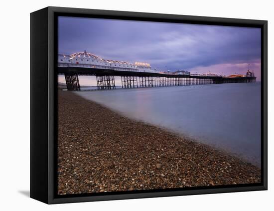 Looking Out at Brighton Pier from Brighton Beach, Taken at Sunset, Brighton, Sussex, England, UK-Ian Egner-Framed Premier Image Canvas