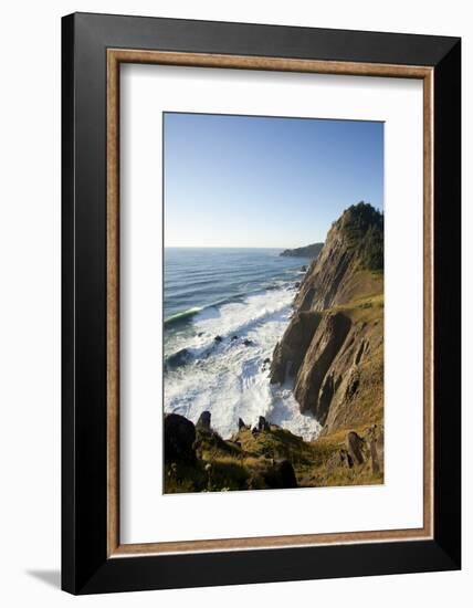 Looking Out on the Pacific Ocean Off Highway 101 Near Manzanita, Oregon-Justin Bailie-Framed Photographic Print