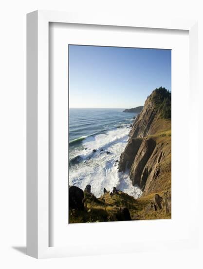 Looking Out on the Pacific Ocean Off Highway 101 Near Manzanita, Oregon-Justin Bailie-Framed Photographic Print