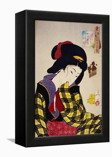 Looking Shy: The Appearance of a Young Girl of the Meiji Era-Taiso Yoshitoshi-Framed Premier Image Canvas