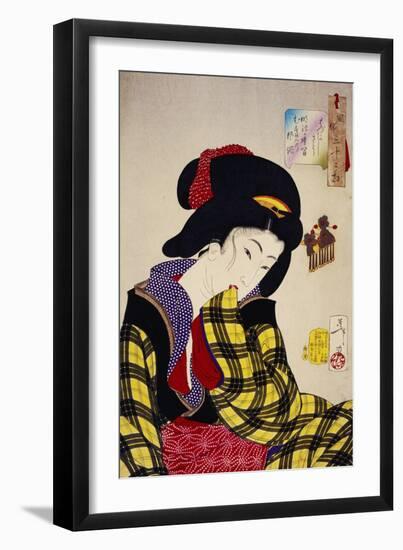 Looking Shy: The Appearance of a Young Girl of the Meiji Era-Taiso Yoshitoshi-Framed Giclee Print