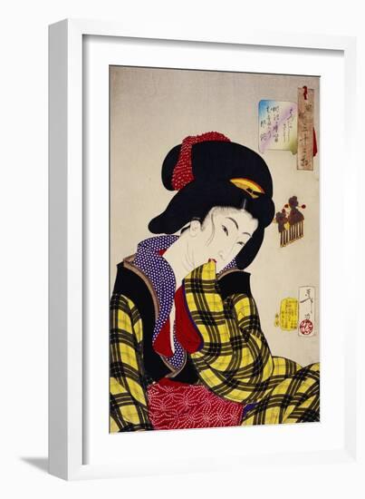 Looking Shy: The Appearance of a Young Girl of the Meiji Era-Taiso Yoshitoshi-Framed Giclee Print