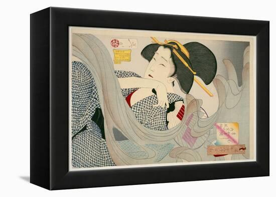 Looking Smoky. a Housewife of the Kyowa Era Kemuso Kyowa Nenkan Naishitsu No Fuzoku, 1880-Tsukioka Kinzaburo Yoshitoshi-Framed Premier Image Canvas