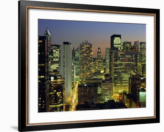 Looking South Down Rush and Wabash Streets in the Near North of Downtown Chicago, Illinois, USA-Robert Francis-Framed Photographic Print