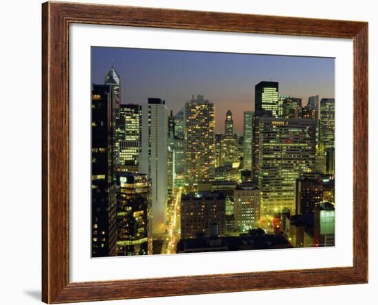 Looking South Down Rush and Wabash Streets in the Near North of Downtown Chicago, Illinois, USA-Robert Francis-Framed Photographic Print