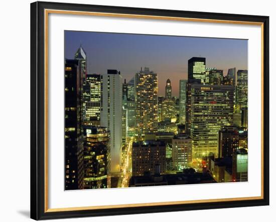 Looking South Down Rush and Wabash Streets in the Near North of Downtown Chicago, Illinois, USA-Robert Francis-Framed Photographic Print