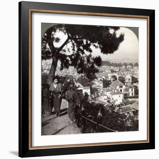 Looking South-East from the Pine Crowned Heights of Suwa-Yama over Kobe, Japan, 1904-Underwood & Underwood-Framed Photographic Print