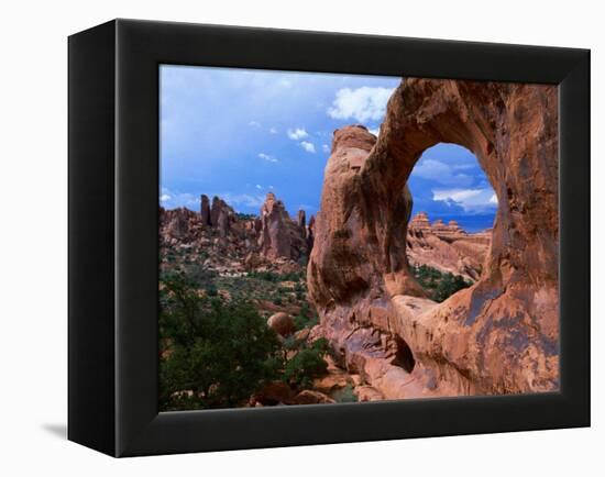 Looking Through an Arch in Arches National Monument, Utah, Arches National Park, USA-Mark Newman-Framed Premier Image Canvas