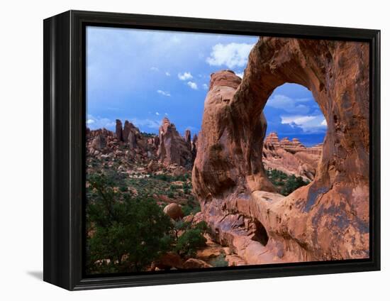Looking Through an Arch in Arches National Monument, Utah, Arches National Park, USA-Mark Newman-Framed Premier Image Canvas