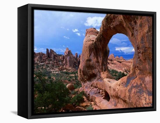 Looking Through an Arch in Arches National Monument, Utah, Arches National Park, USA-Mark Newman-Framed Premier Image Canvas