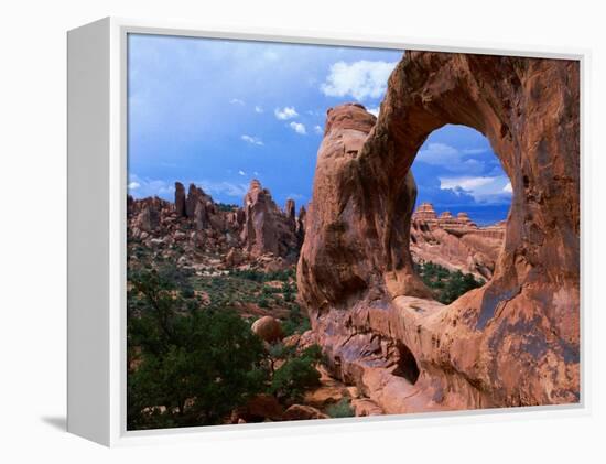 Looking Through an Arch in Arches National Monument, Utah, Arches National Park, USA-Mark Newman-Framed Premier Image Canvas