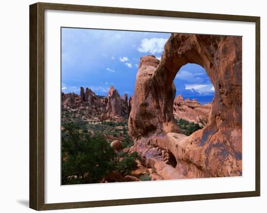 Looking Through an Arch in Arches National Monument, Utah, Arches National Park, USA-Mark Newman-Framed Photographic Print