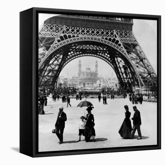 Looking Through the Base of the Eiffel Tower to the Trocadero and Colonial Station-null-Framed Premier Image Canvas