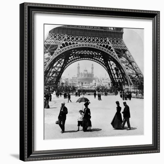 Looking Through the Base of the Eiffel Tower to the Trocadero and Colonial Station-null-Framed Photographic Print