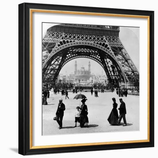 Looking Through the Base of the Eiffel Tower to the Trocadero and Colonial Station-null-Framed Photographic Print