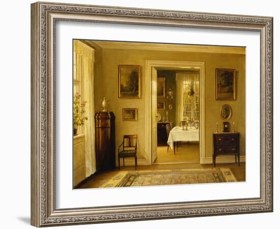 Looking through to the Dining Room, (Oil on Canvas)-Hans Hilsoe-Framed Giclee Print