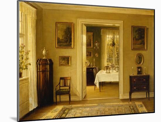Looking through to the Dining Room, (Oil on Canvas)-Hans Hilsoe-Mounted Giclee Print