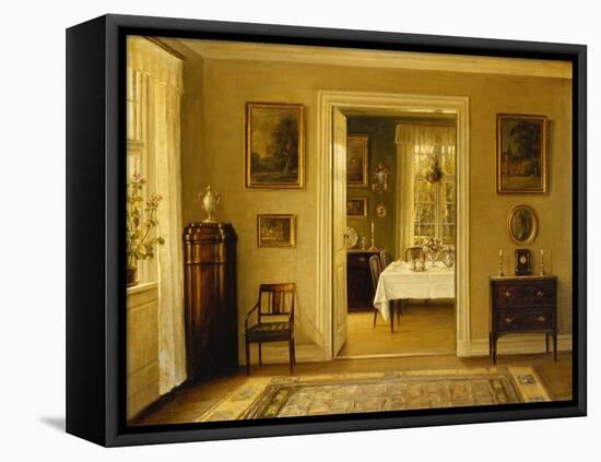 Looking through to the Dining Room, (Oil on Canvas)-Hans Hilsoe-Framed Premier Image Canvas
