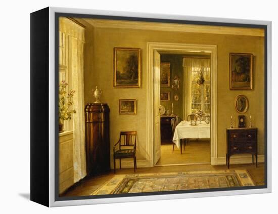 Looking through to the Dining Room, (Oil on Canvas)-Hans Hilsoe-Framed Premier Image Canvas