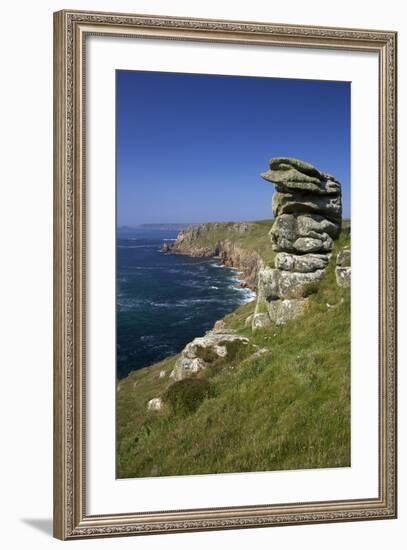 Looking to Sennen Cove from Lands End, Summer Sunshine, Cornwall, England, United Kingdom, Europe-Peter Barritt-Framed Photographic Print