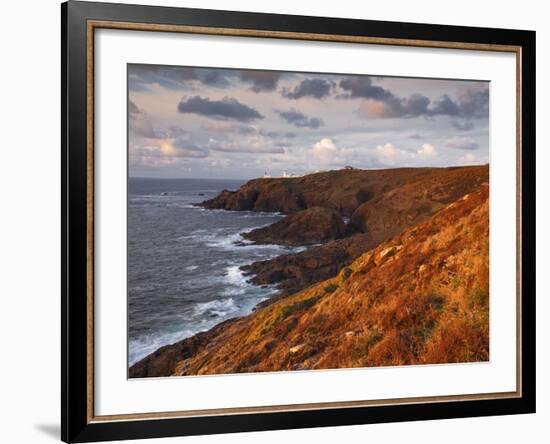 Looking Towards Pendeen Lighthouse and Watch on the Cornish Coastline, Cornwall, England, UK-Julian Elliott-Framed Photographic Print