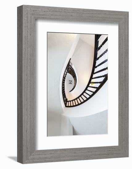 Looking Up at Architectural Details of an Ornate Spiral Staircase-James White-Framed Photographic Print