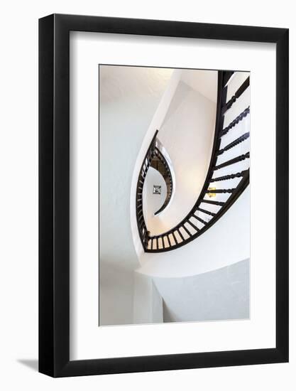 Looking Up at Architectural Details of an Ornate Spiral Staircase-James White-Framed Photographic Print