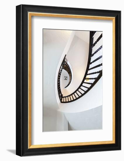 Looking Up at Architectural Details of an Ornate Spiral Staircase-James White-Framed Photographic Print