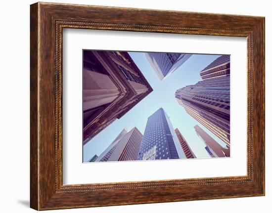 Looking up at Manhattan Skyscrapers at Sunset-Maciej Bledowski-Framed Photographic Print