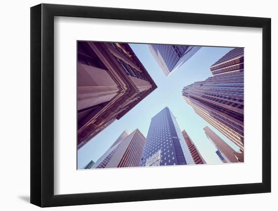 Looking up at Manhattan Skyscrapers at Sunset-Maciej Bledowski-Framed Photographic Print