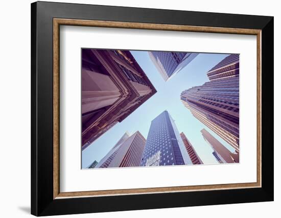 Looking up at Manhattan Skyscrapers at Sunset-Maciej Bledowski-Framed Photographic Print