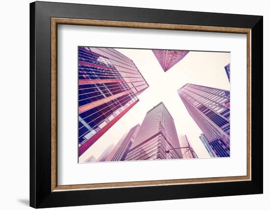 Looking up at Manhattan Skyscrapers on A Foggy Day-Maciej Bledowski-Framed Photographic Print