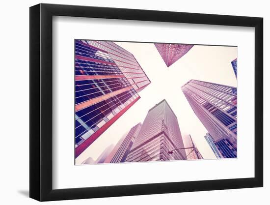 Looking up at Manhattan Skyscrapers on A Foggy Day-Maciej Bledowski-Framed Photographic Print