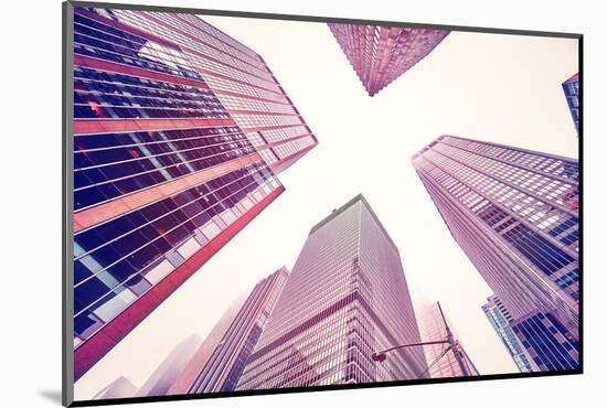 Looking up at Manhattan Skyscrapers on A Foggy Day-Maciej Bledowski-Mounted Photographic Print