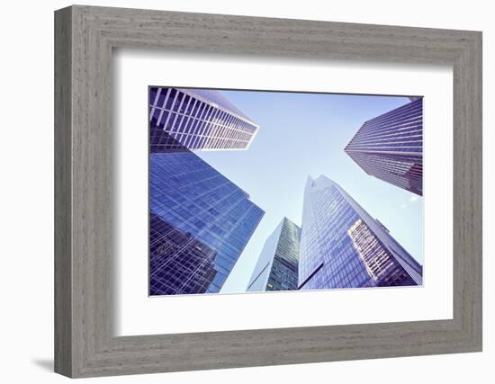 Looking up at New York Skyscrapers-Maciej Bledowski-Framed Photographic Print