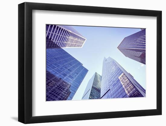 Looking up at New York Skyscrapers-Maciej Bledowski-Framed Photographic Print