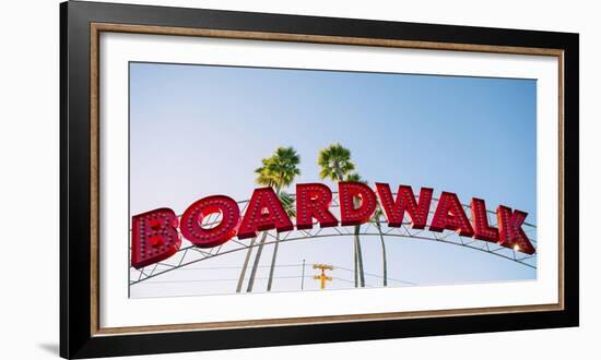 Looking Up At The Arching Boardwalk Sigh At The Santa Cruz Beach Boardwalk In Santa Cruz, CA-Ron Koeberer-Framed Photographic Print