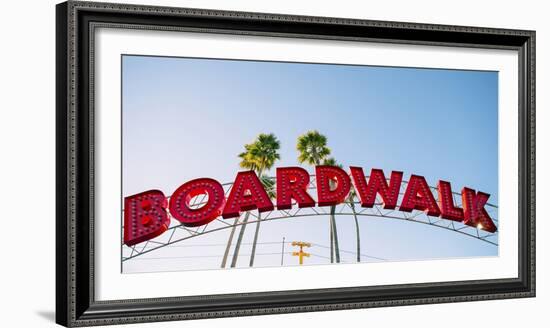 Looking Up At The Arching Boardwalk Sigh At The Santa Cruz Beach Boardwalk In Santa Cruz, CA-Ron Koeberer-Framed Photographic Print