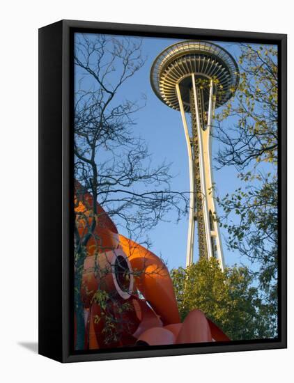 Looking up at the Space Needle, Seattle, Washington, USA-Janis Miglavs-Framed Premier Image Canvas