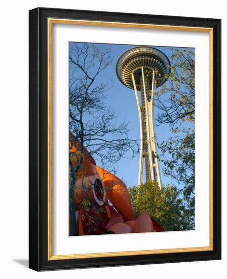 Looking up at the Space Needle, Seattle, Washington, USA-Janis Miglavs-Framed Photographic Print