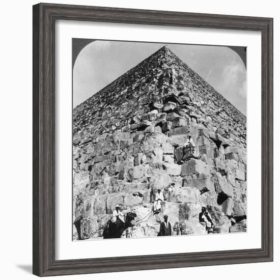 Looking Up the Northeast Corner of the Great Pyramid, Egypt, 1905-Underwood & Underwood-Framed Photographic Print